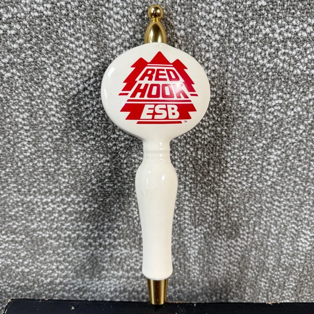 Redhook ESB Beer Tap Handle White Red Logo Gold Barware Kegerator Accessory